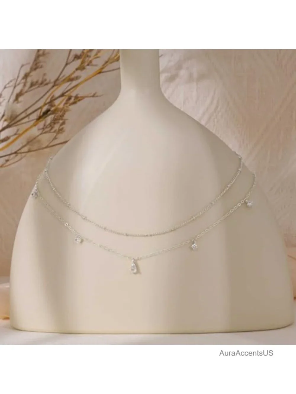Layered Necklace Set for Women - Dainty Gold Plated Stack with Zirconia Charm,